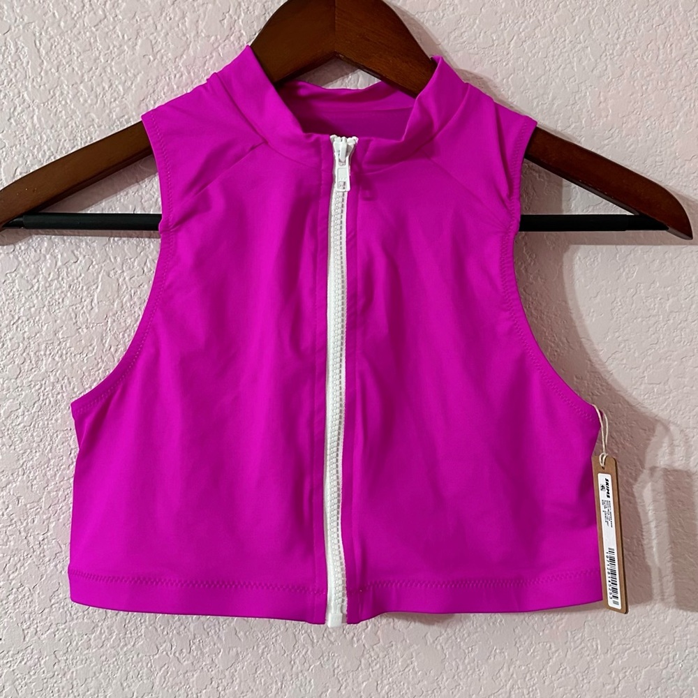 SKIMS Sporty Zipper Swim Mock Neck Top